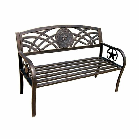KD MOBILIARIO Texas State Seal Garden Bench - Black 20.44in.L x 50.5in.W x 34in.H KD3092966